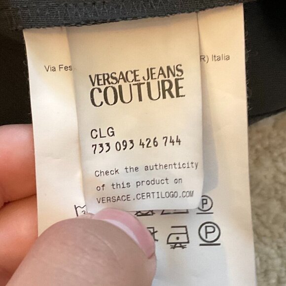 VERSACE JEANS V-Neck Mini Dress VERSACE WOMEN Logo straps mini dress Black - Picture 6 of 9